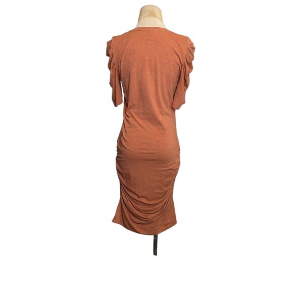 Sundry Brown Puff Short Sleeves Ruched Mini Dress Size 2 - Picture 9 of 16